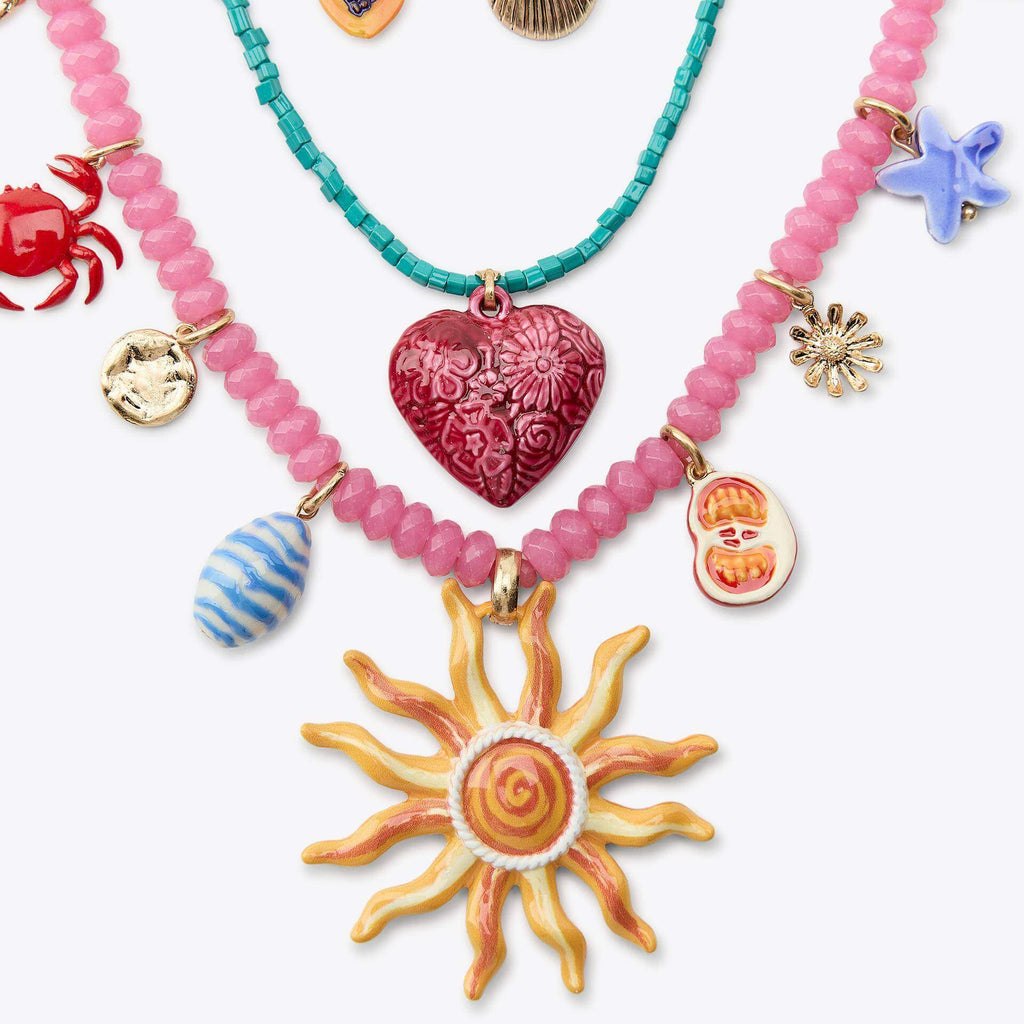 Smiley Sun Seed Bead Layering Summer Necklace