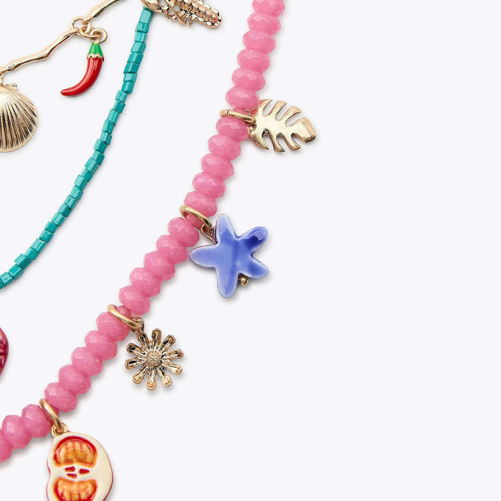 Smiley Sun Seed Bead Layering Summer Necklace