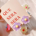 Pastel Y2K Flower Resin Ear Clip On Earrings