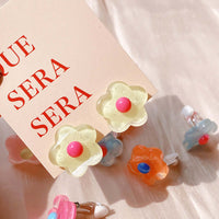 Pastel Y2K Flower Resin Ear Clip On Earrings