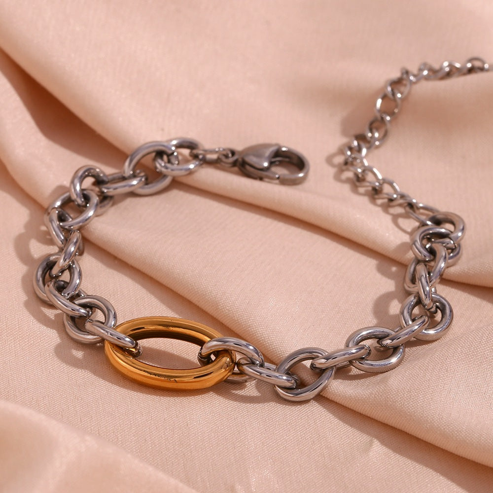 Edgy Chunky Two Tone Paperclip Chain Bracelet