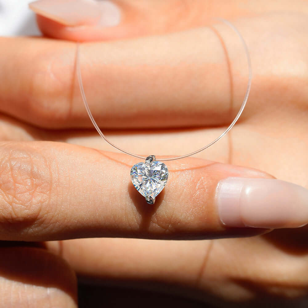 Moissanite Invisible Clear Necklace Minimal