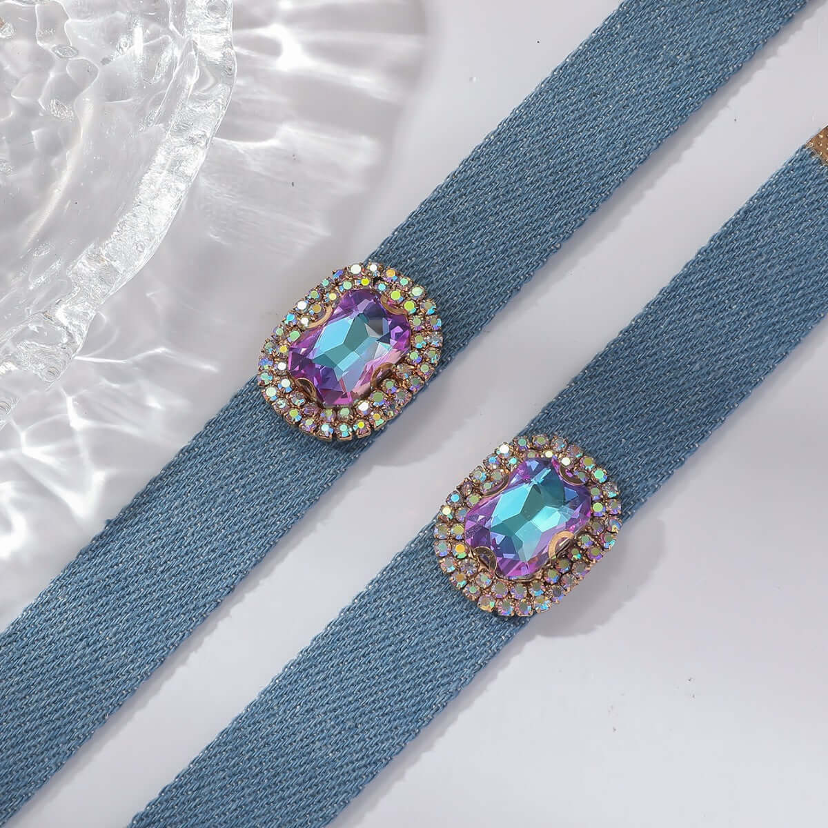 Chunky Denim Hoop Earring Y2K Choker Set