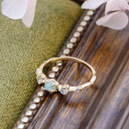Gold Opal & Moonstone Crystal Ring, Birthstone Ring