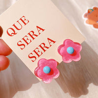 Pastel Y2K Flower Resin Ear Clip On Earrings
