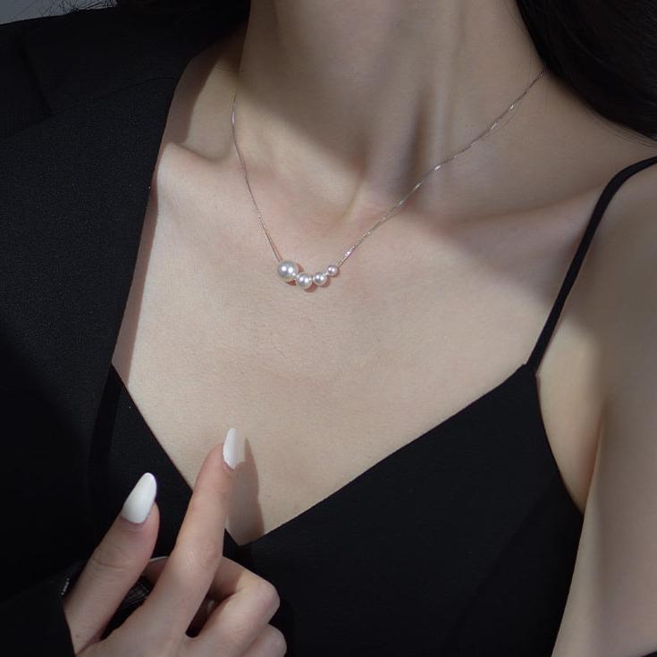 Dainty Irregular Pearl Bead Chain Necklace