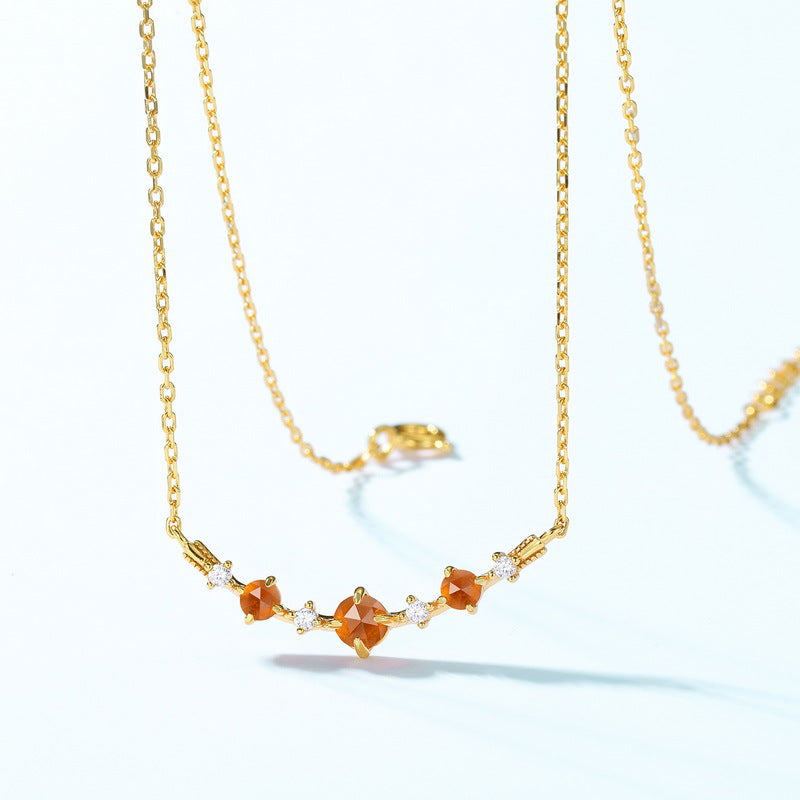 Mandarin Garnet Pendant Spiritual Chain Necklace