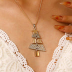 Christmas Tree Xmas Star 2 Tone Dangle Earrings