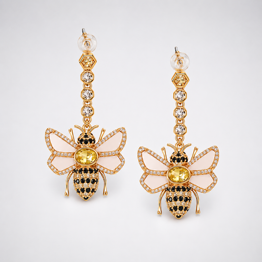 Vintage Bee Shaped Drop Earrings 
