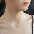 Vintage Black Agate Celestial Ring and Pendant Set