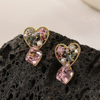Vintage CZ Heart Earrings