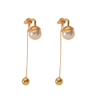 Vintage Gold Bead Pearl Earrings