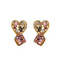 Vintage Gold CZ Heart Earrings
