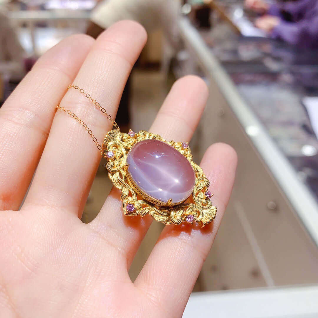 Vintage Gold Rose Quartz Necklace