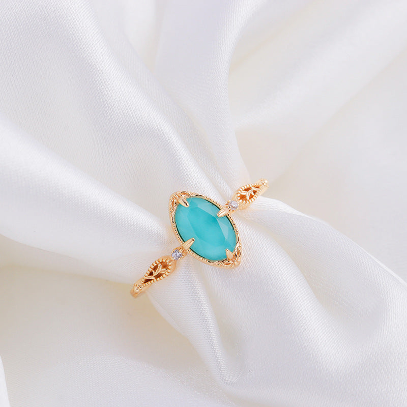 Vintage Gold Turquoise Quartz Ring