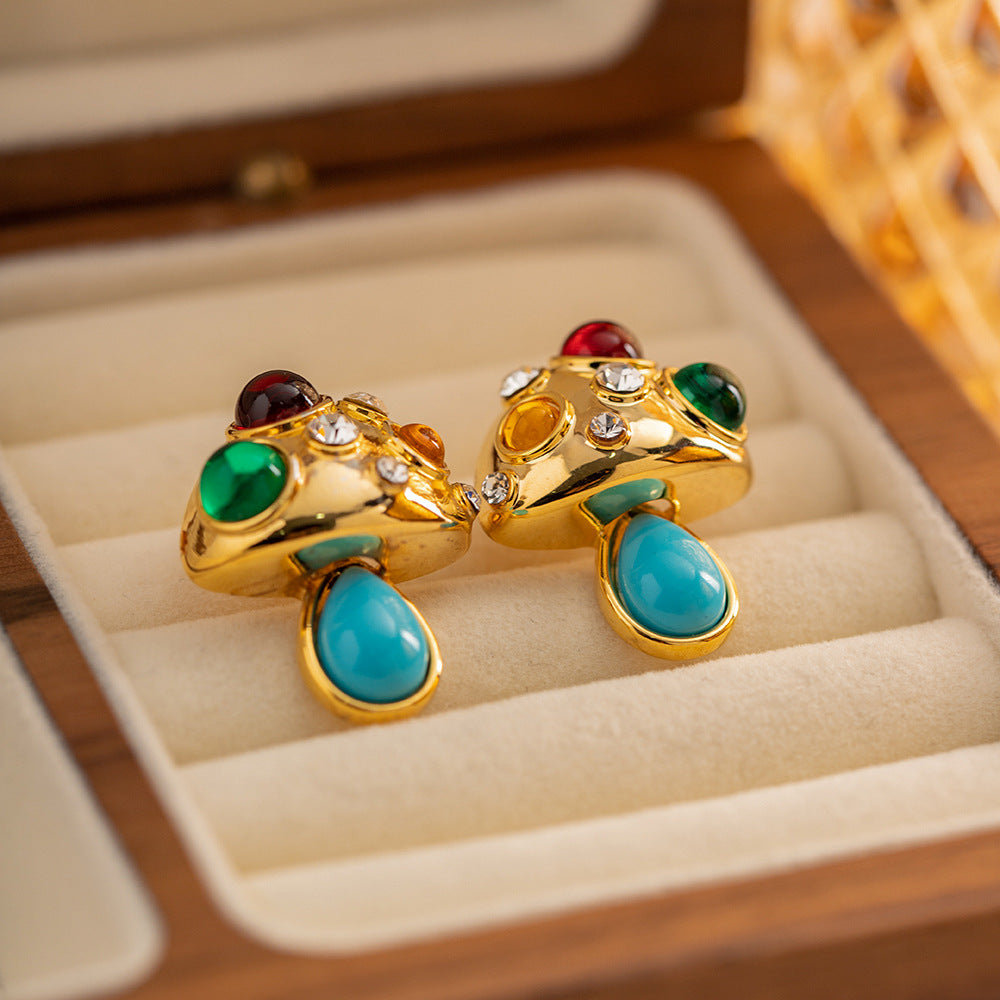 Vintage Mushroom Turquoise Earrings