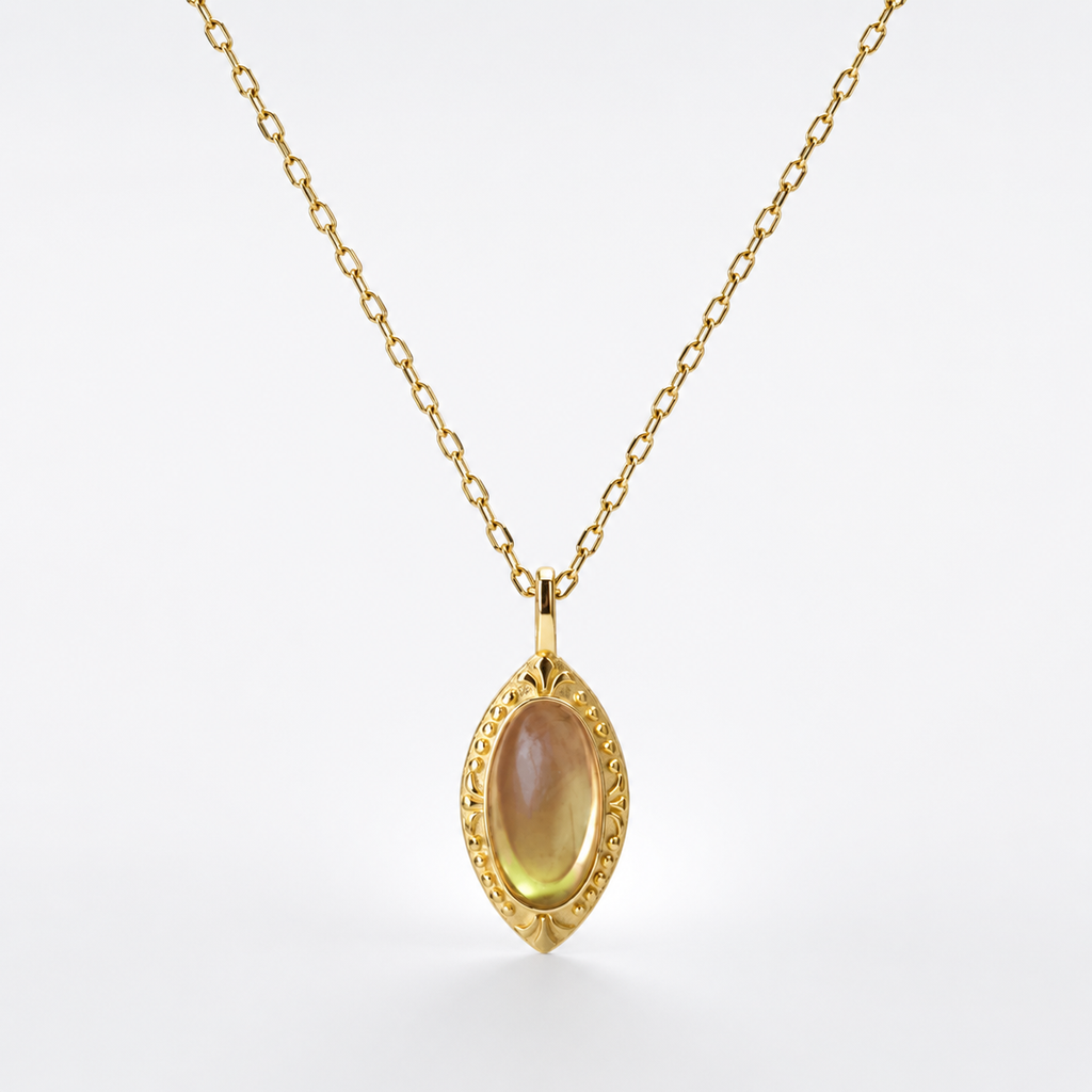 Vintage Peridot Green Gemstone Necklace 