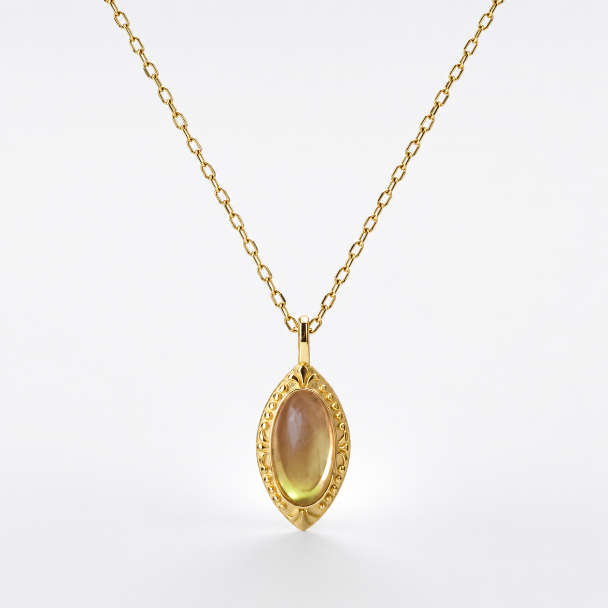 Vintage Peridot Green Gemstone Necklace 