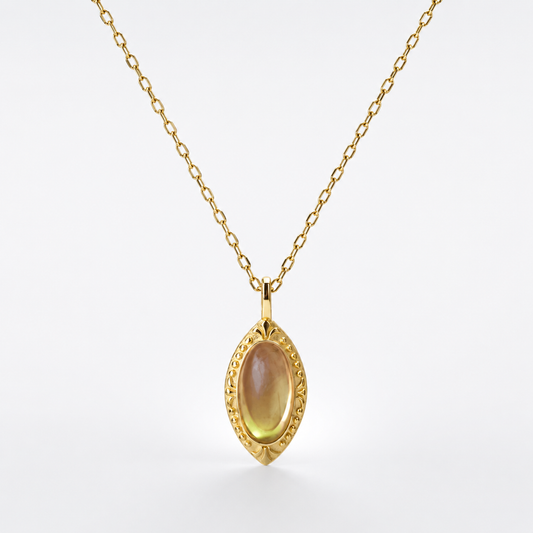 Vintage Peridot Green Gemstone Necklace 