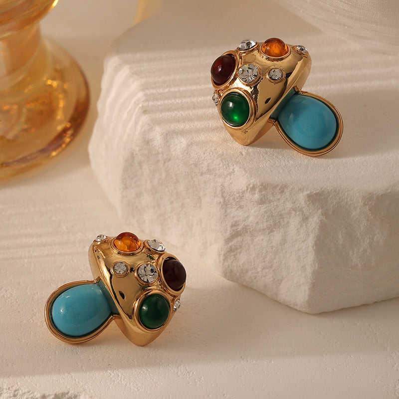 Vintage Stone Mushroom Earrings