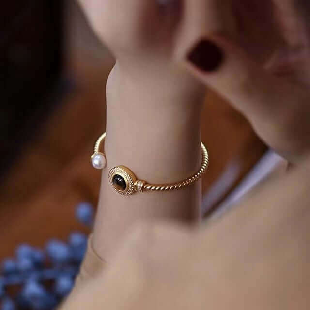 Vintage Tiger Eye Twist Cuff Bracelet