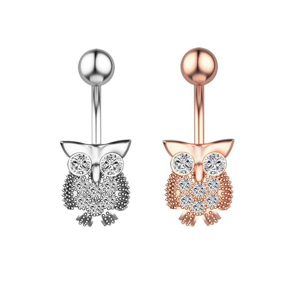 belly ring, belly piercing, belly button piercing, belly button rings, owl belly ring, animal jewelry