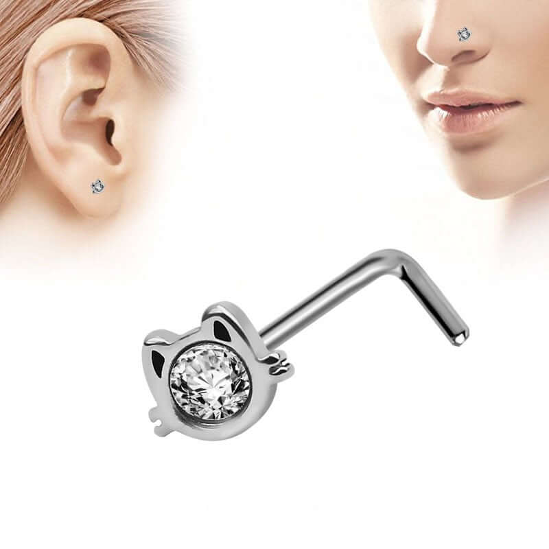 L Bend Hello Kitty Nose Stud