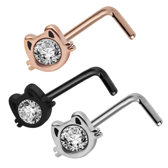 L Bend Hello Kitty Nose Stud