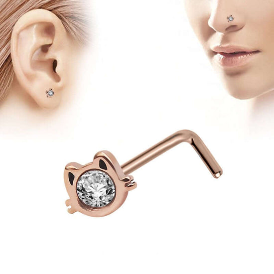 L Bend Hello Kitty Nose Piercing