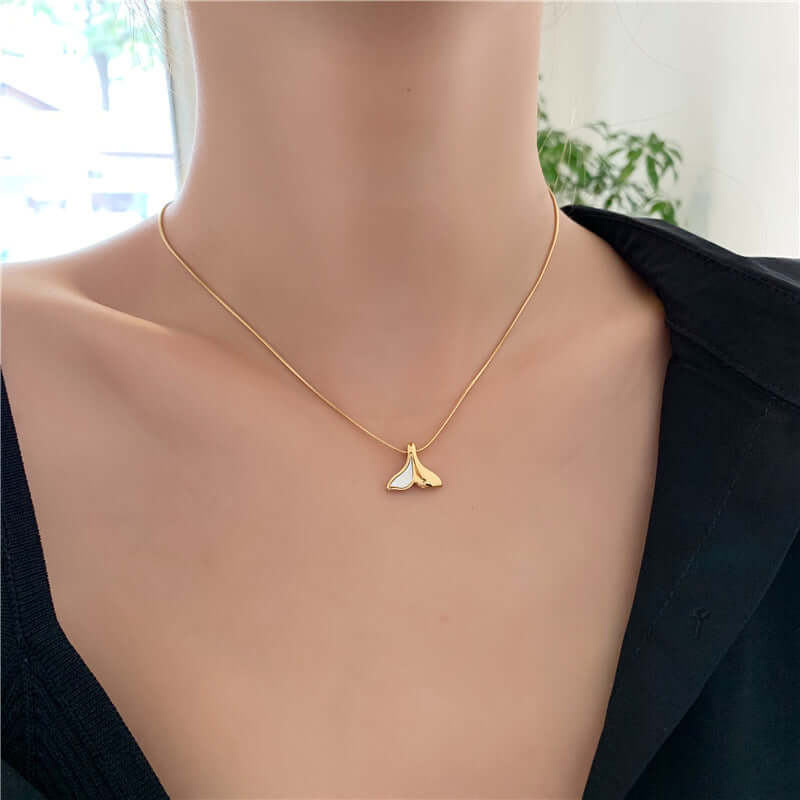 Whale Tail Gold Snake Chain Necklace