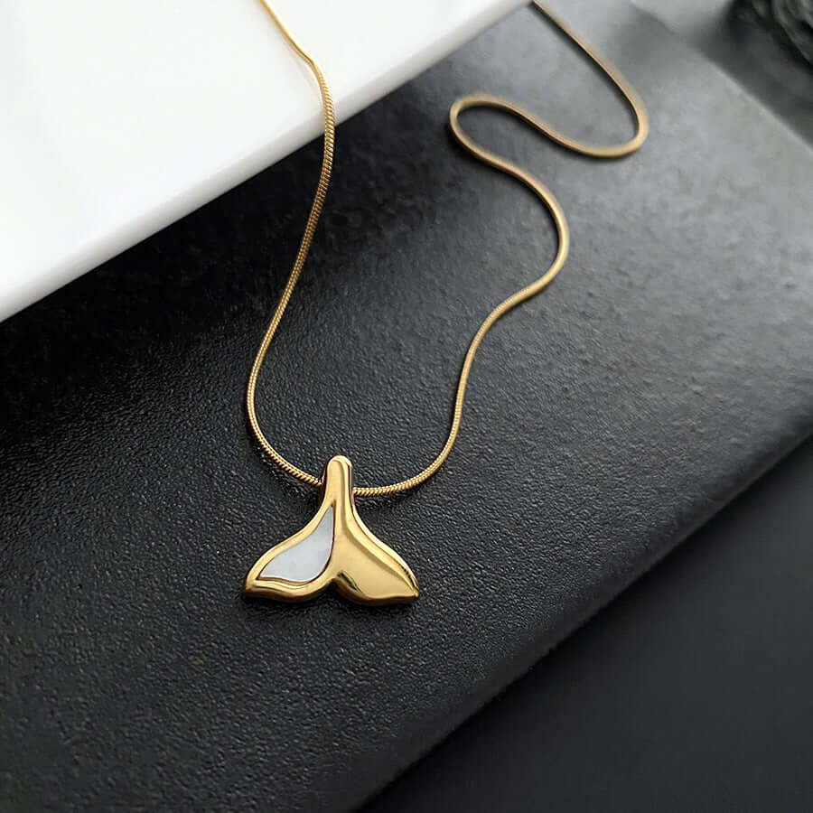 Whale Tail Two Tone Necklace