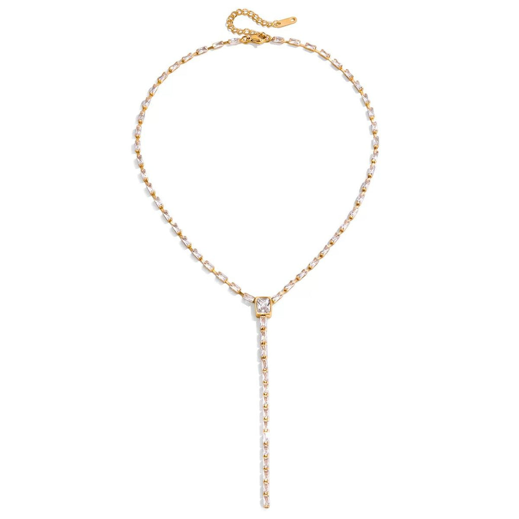Baguette Bold Tennis Lariat Necklace
