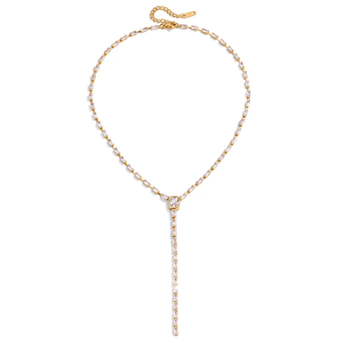 Baguette Bold Tennis Lariat Necklace