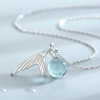 WhiteGold Mermaid Tail Pendant Necklace
