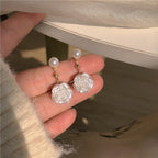 White Flower Pearl Earrings
