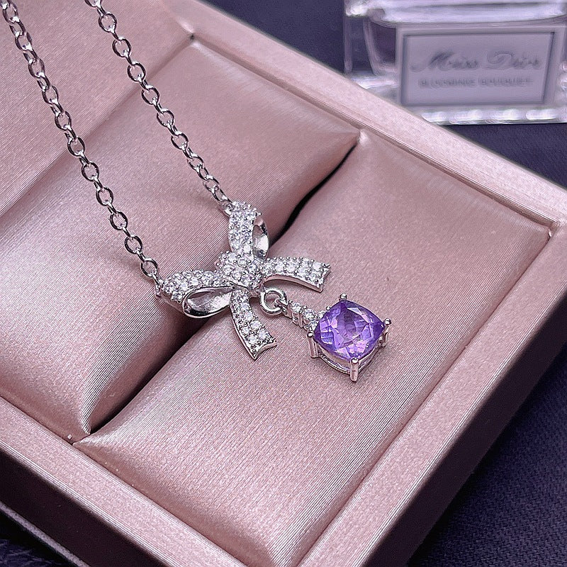 White Gold Amethyst Pendant Necklace