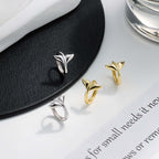 White Gold Whale Tail Earrings, Mermaid Tail Small Hoop,Tiny Tail Hoop