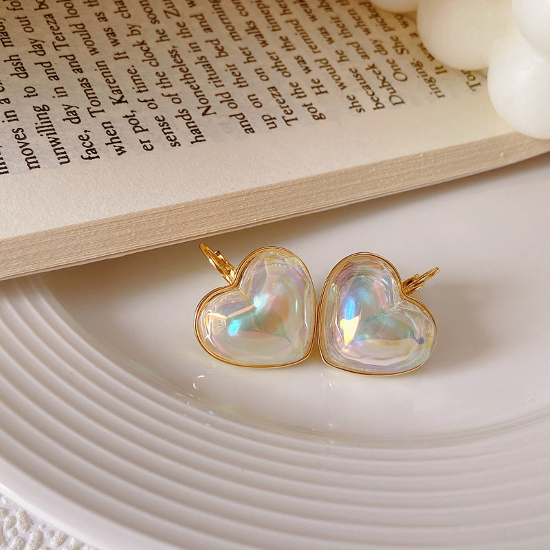 White Heart Pearl Earrings