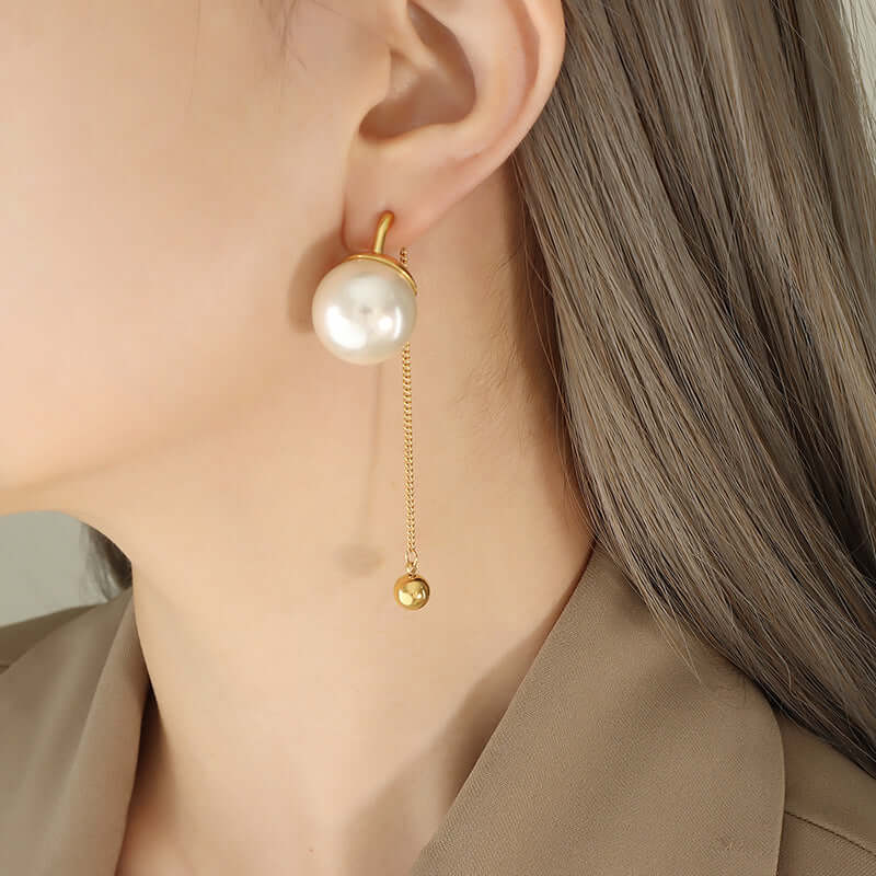 Dainty Pearl Tassel Dangle Earrings 