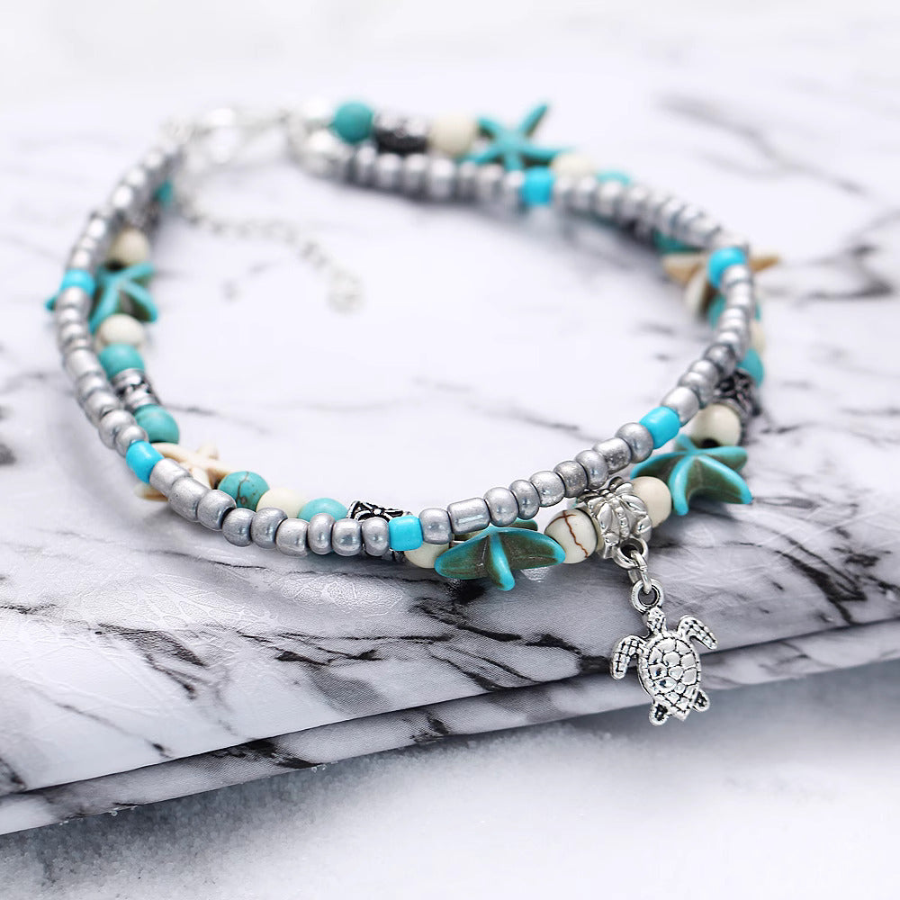 Boho Turquoise Glass Beaded Anklet Bracelet | X1805