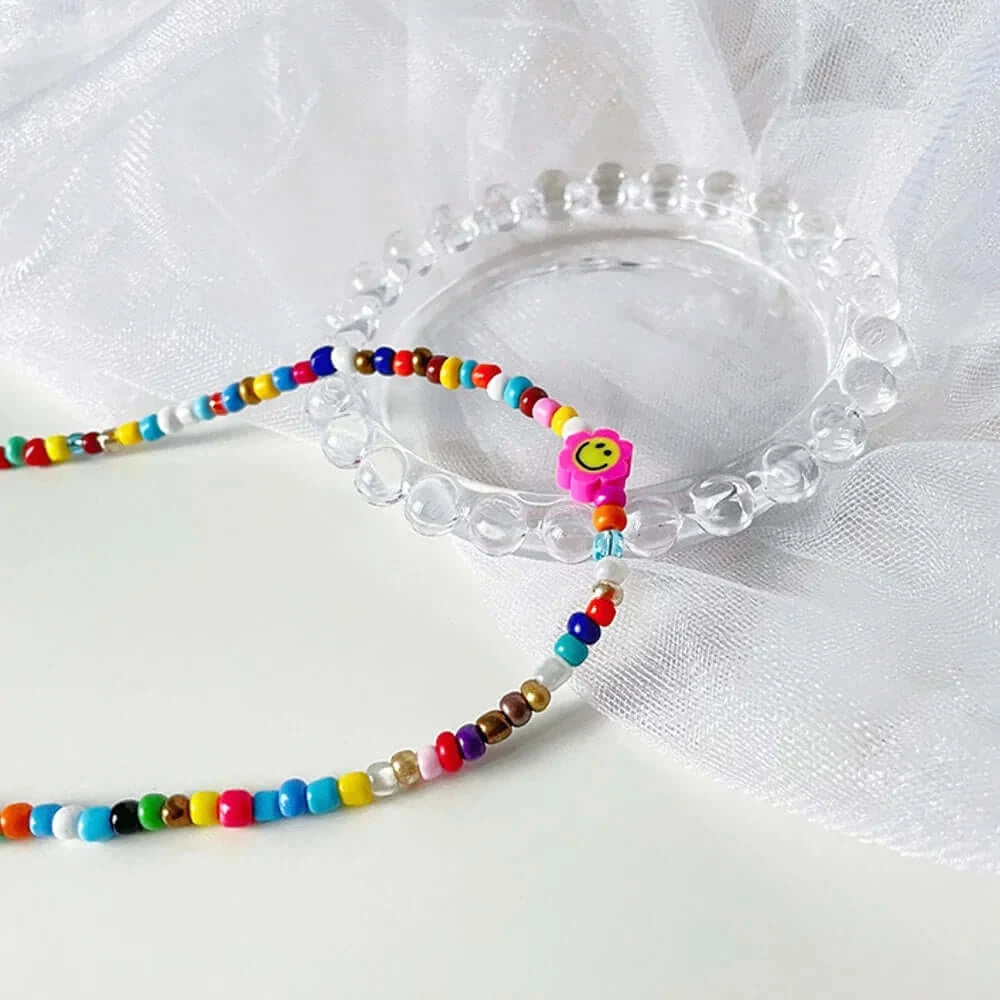 Y2k Colorful Beaded Smile Necklace