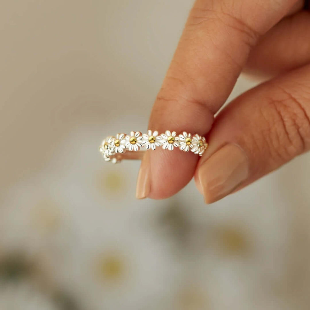 Flower Blossom Daisy Stacking Ring Mother's Day Ring Gift