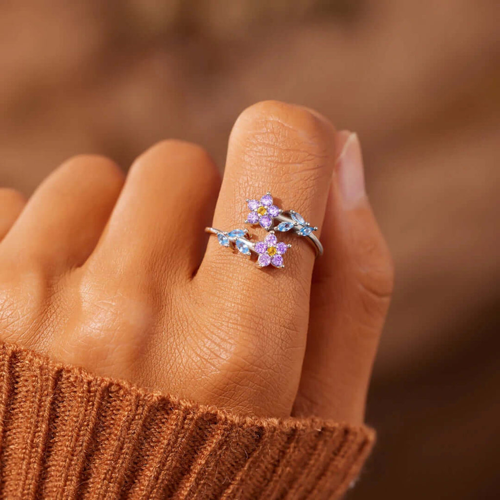 What Nots Rings Forget Me Nots Flower Blossom Stacking Rings – Jazzy Tune