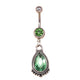 Green Zircon Teardrop Dangle Mount Belly Rings