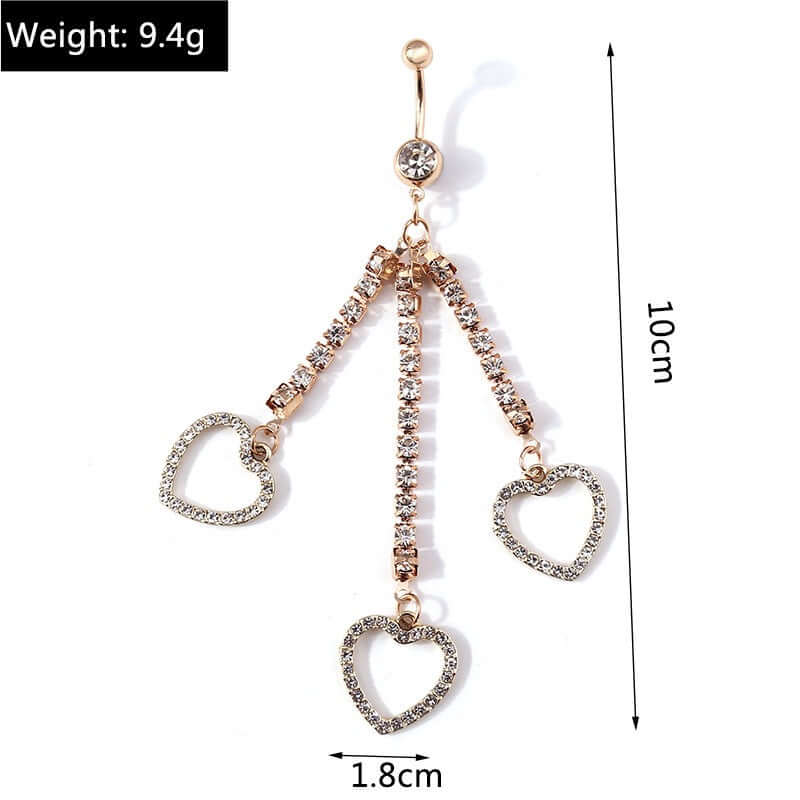 Gold Heart Zircon Tassel Belly Button Rings