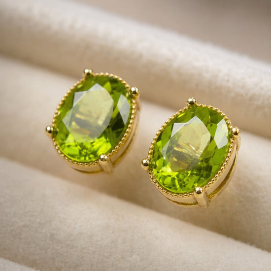 Peridot August Birthstone Stud