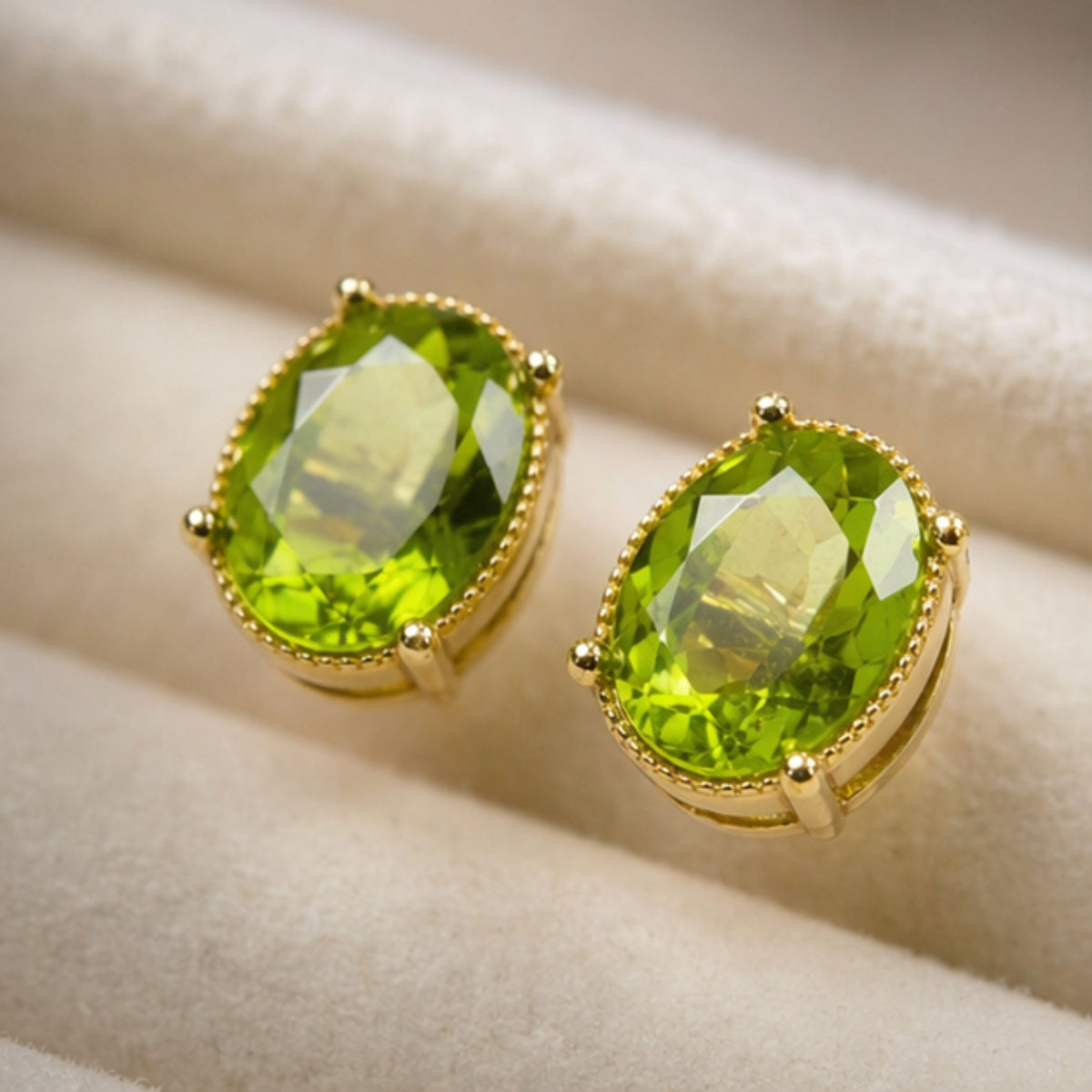 Peridot August Birthstone Stud