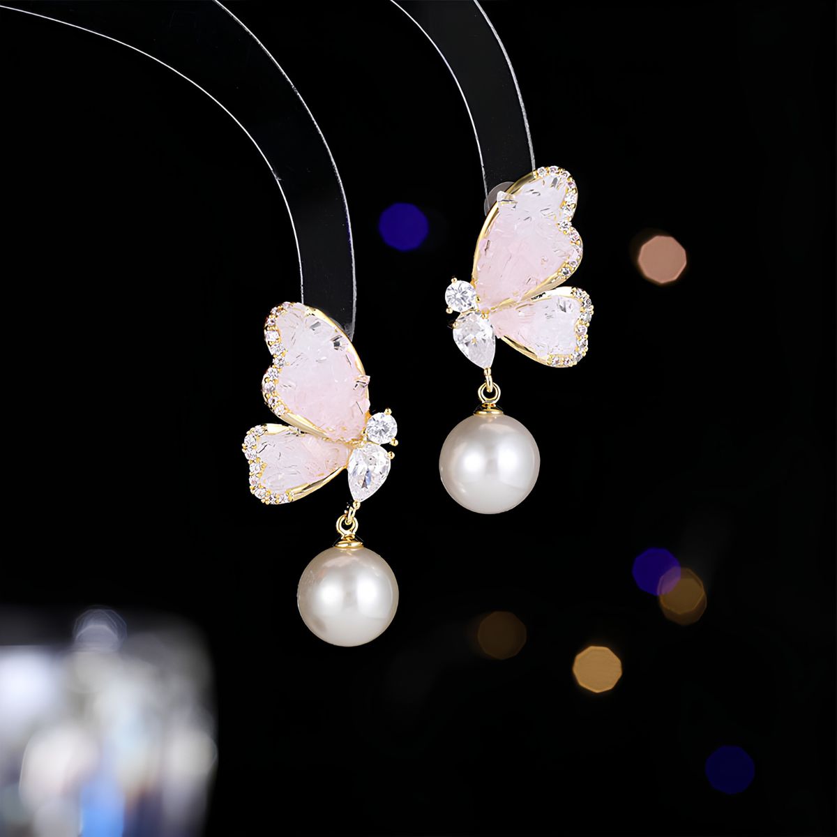 Enchanted Flutter Butterfly Pearl Drop Earrings