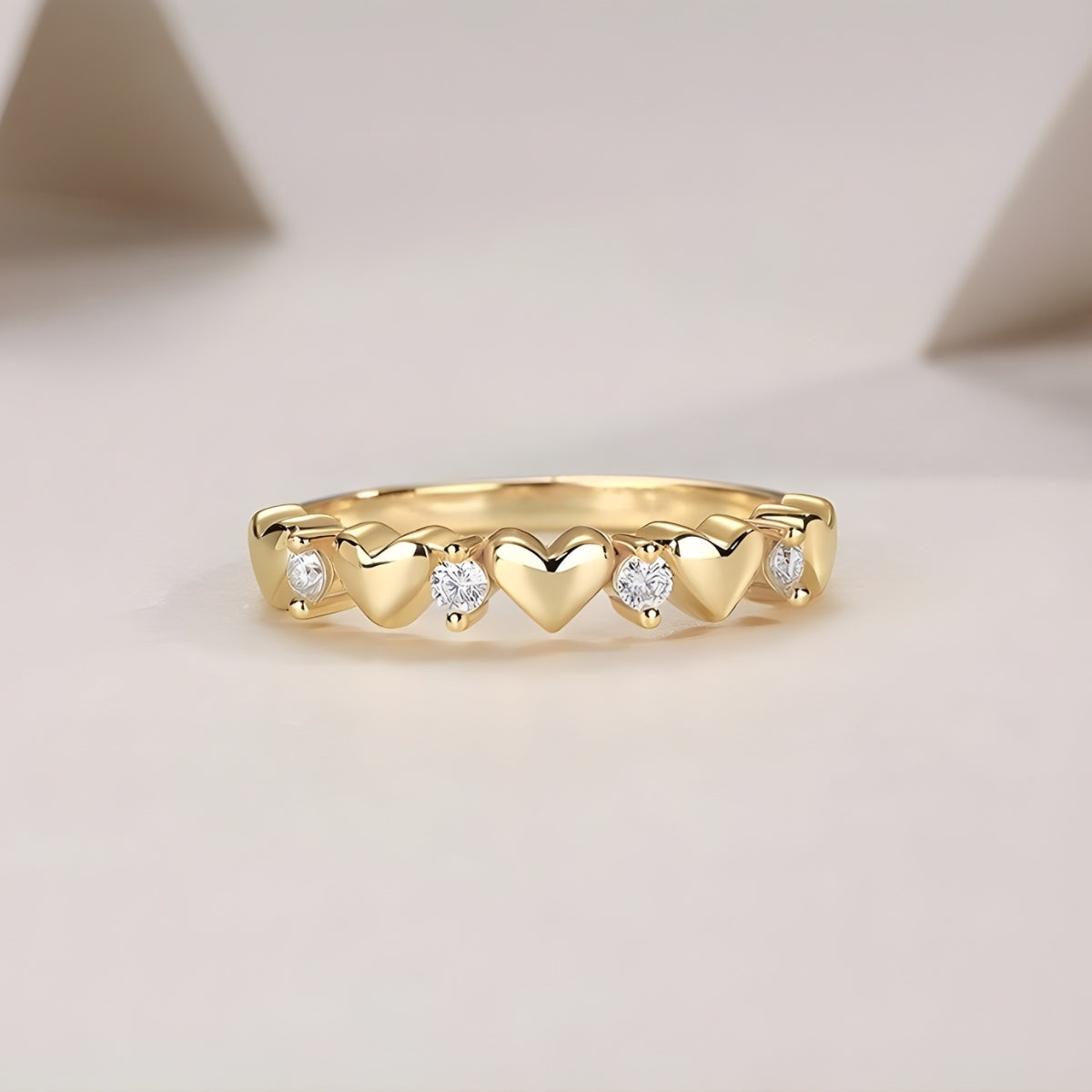 Romantic Moissanite Heart Band Ring