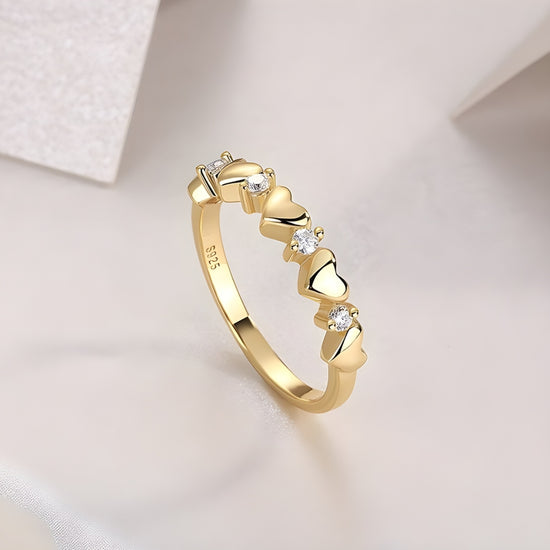 Romantic Moissanite Heart Band Ring